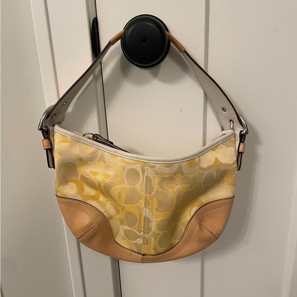 COACH 1850 LEATHER HOBO PURSE SHOULDER BAG CREME SIGNATURE BAGUETTE